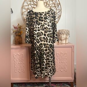 Jessica Howard Black and Tan Animal Print Dress 18 W